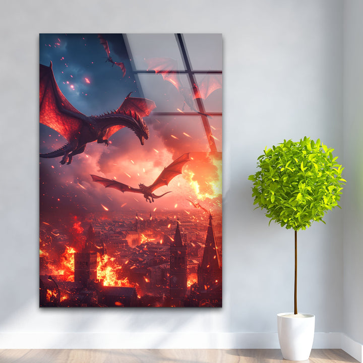 Game of Thrones Fights in The Sky  Glass Wall Art Decor