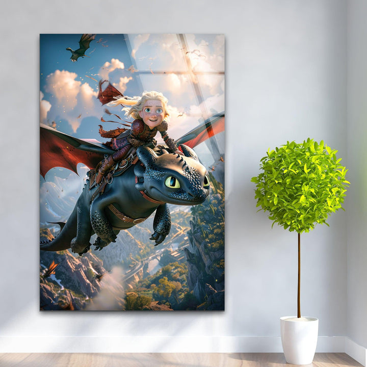 How to Train Your Dragon Glass Wall Art, glass art painting, glass art for the Wall