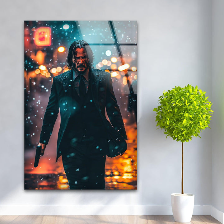 John Wick Keanu Reeves Glass Wall Art, custom glass photo prints, large glass prints