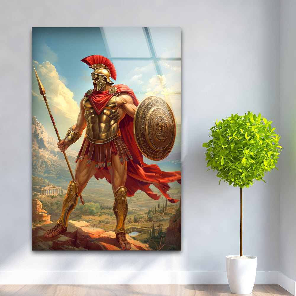 Ancient Gladiator Glass Wall Art photo print on glass, prints on glass wall art
