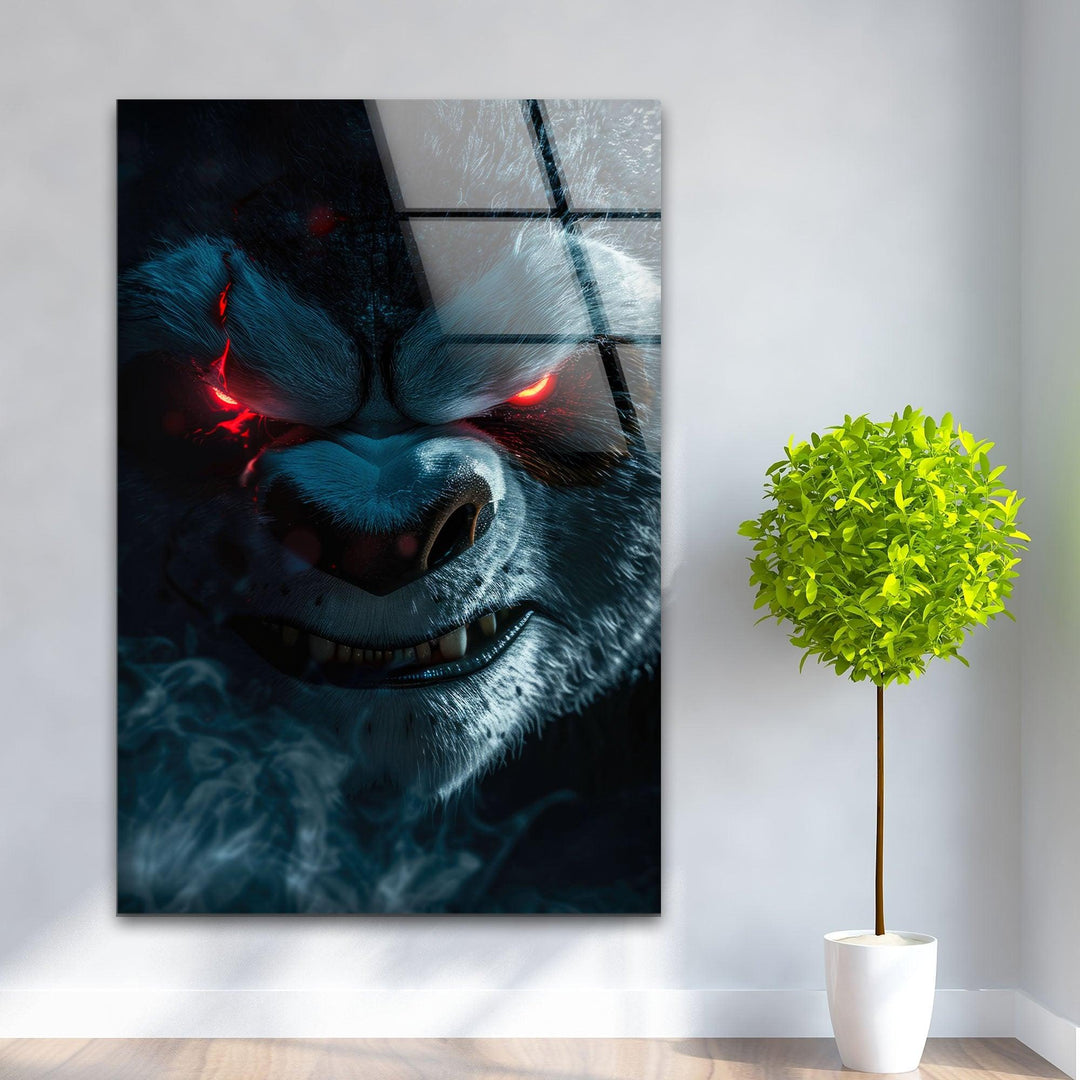 Portrait of an Angry KungFu Panda Glass Wall Art custom glass pictures, glass art prints
