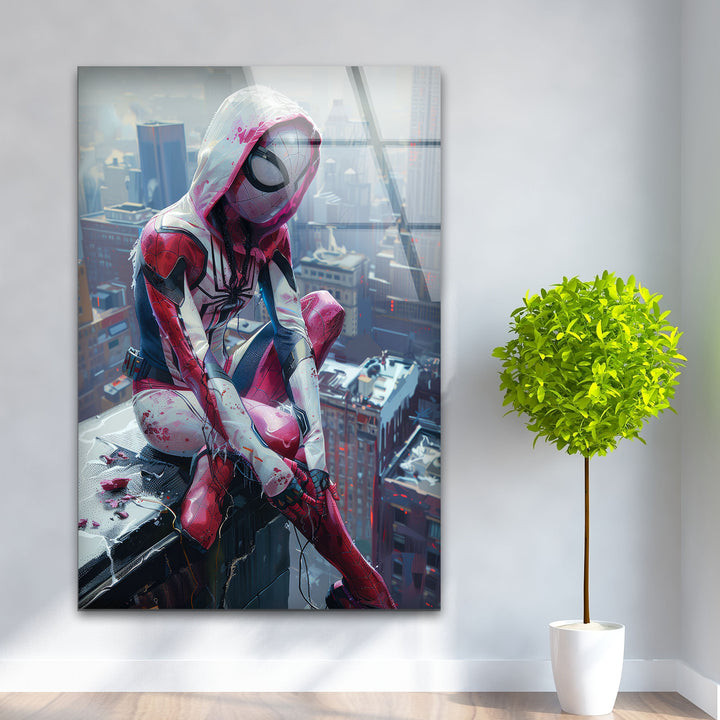 Female Spidersona Gwen Glass Print Wall Art Ideas