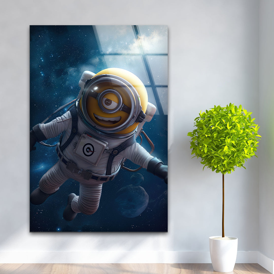 Minion Rush Astronaut  Glass Wall Art