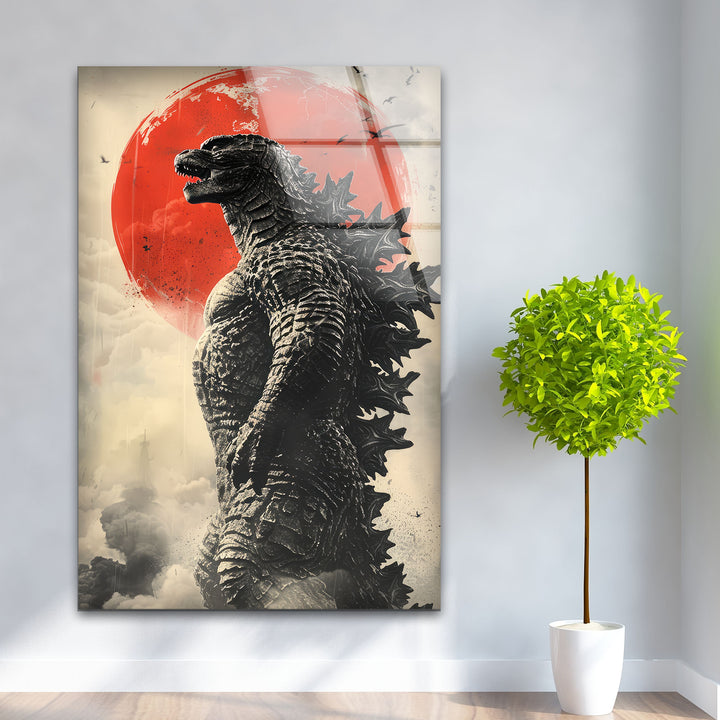 Godzilla Glass Wall Art custom glass pictures, glass art prints
