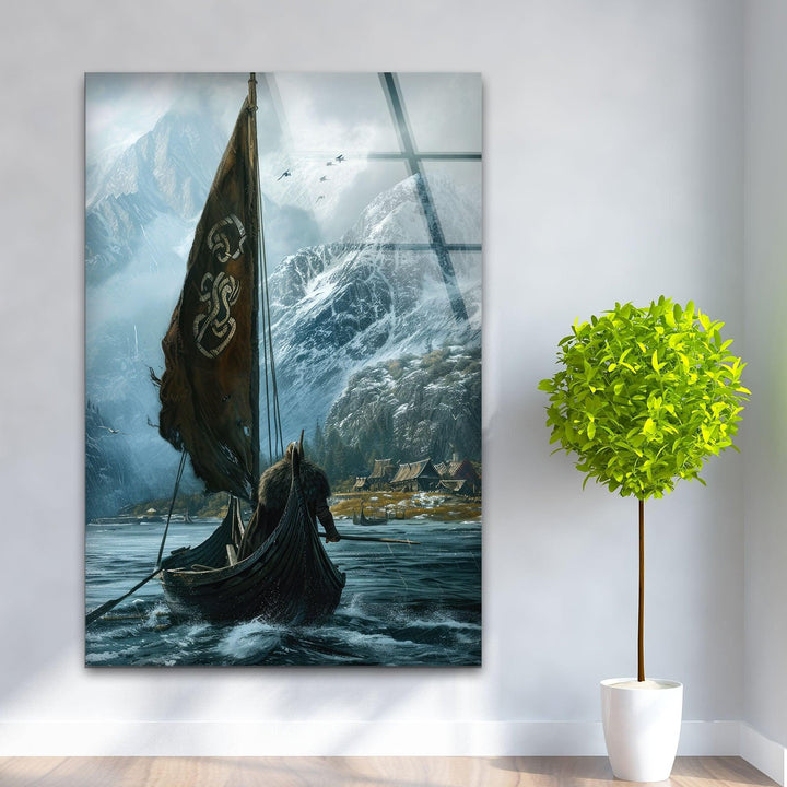 Vikings Ship Glass Wall Art glass image printing, glass prints from photos
