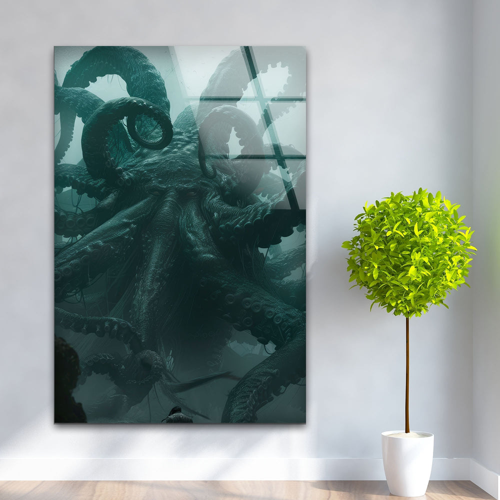 Big Kraken Glass Wall Art print on glass, glass printed photos
