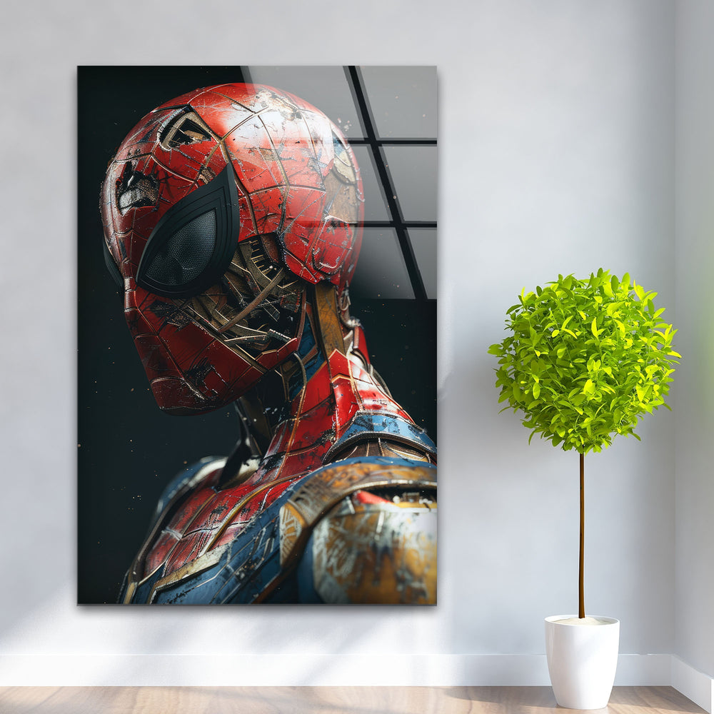 Spider Man is Made of Gundam Glass Wall Art glass wall decor, glass wall art decor
