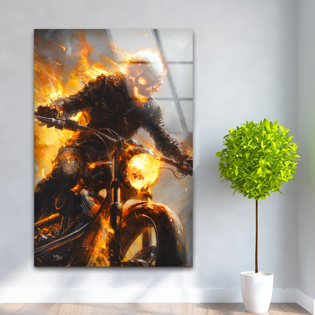 Ghost Rider Glass Wall Art large glass photo prints, glass wall photos
