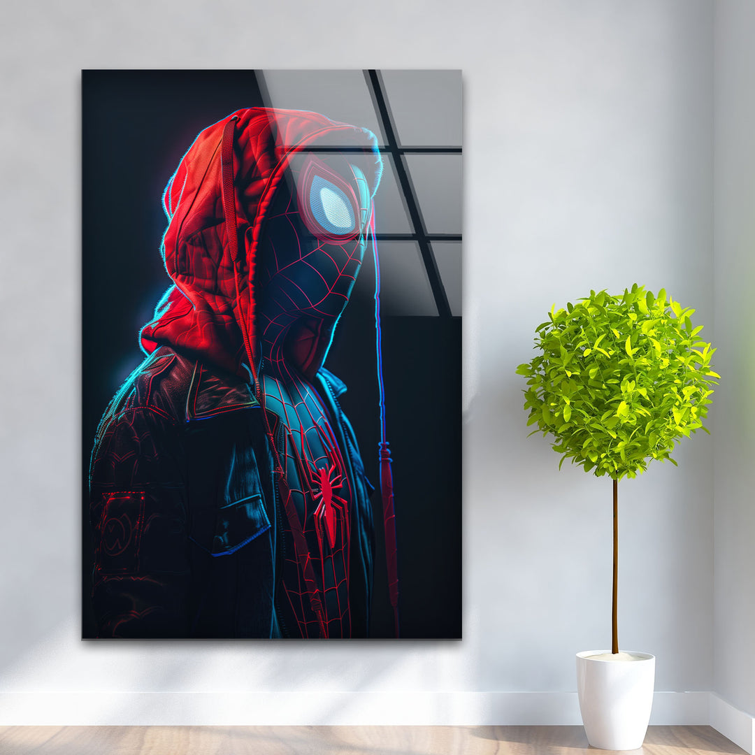 Miles Morales Spiderman Glass Wall Art glass art painting, glass art for the Wall
