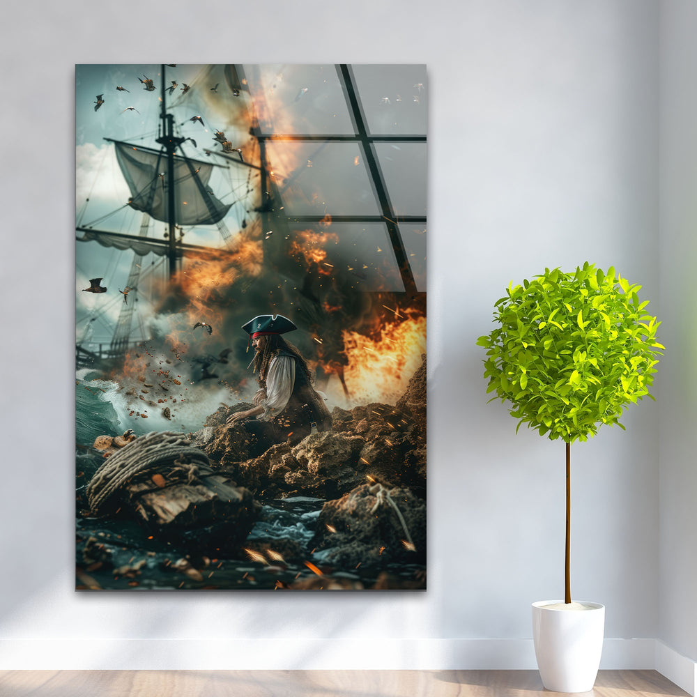 Pirates Of The Caribbean Glass Wall Art,  picture on glass wall art, photos printed on glass