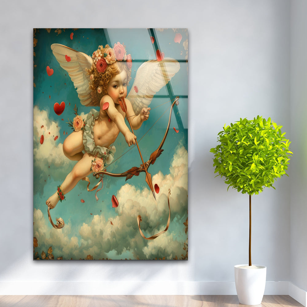 White Baby Eros Glass Wall Art & Decor