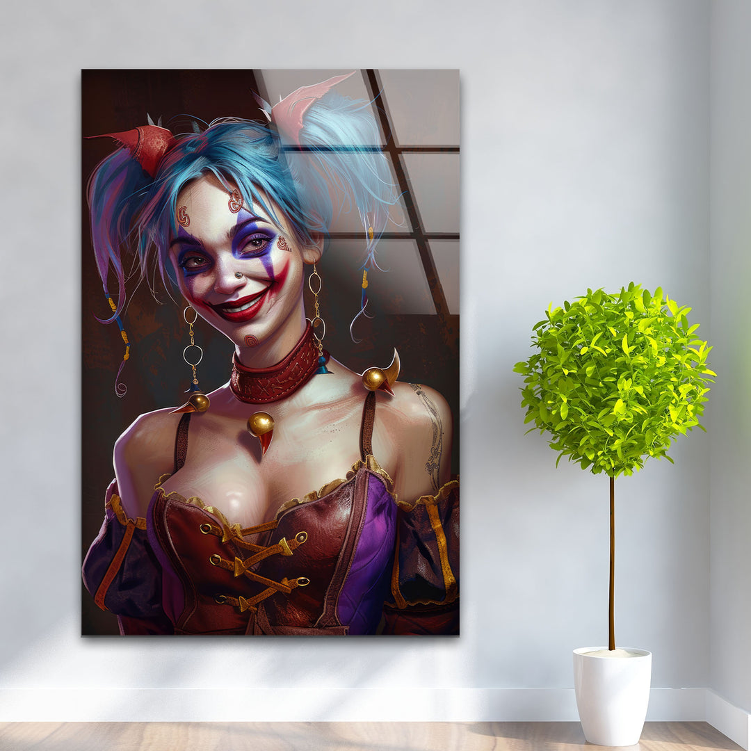 Harley Quinn Glass Wall Art for Home Elegance