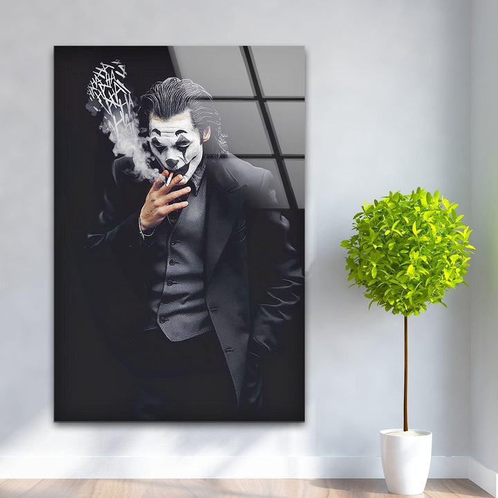 Smoking Joker Glass Wall Art stained glass wall art, stained glass wall decor
