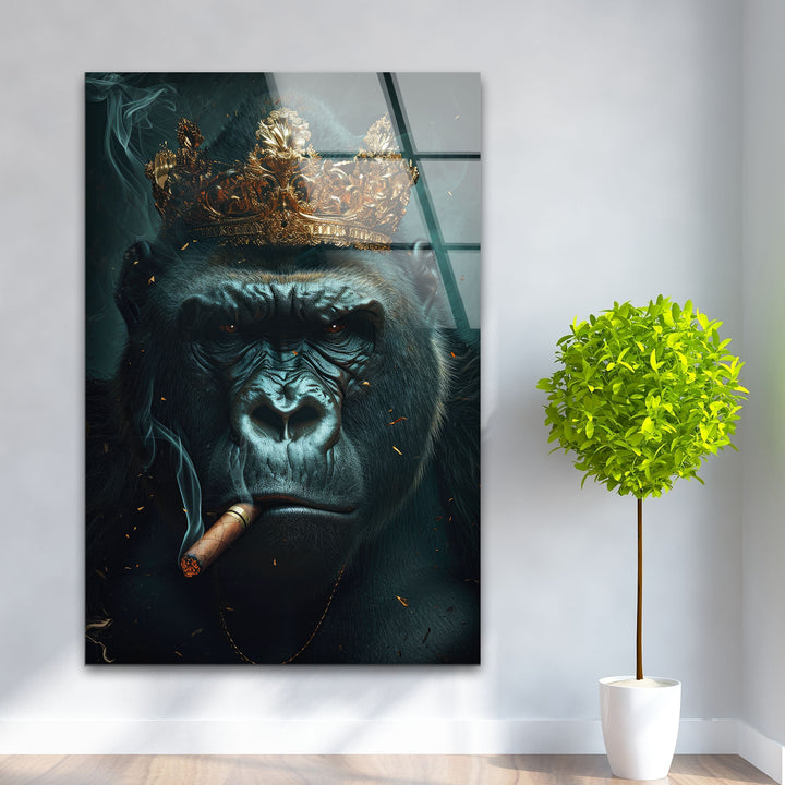 Mafia King Gorilla Glass Wall Art, large glass photo prints, glass wall photos