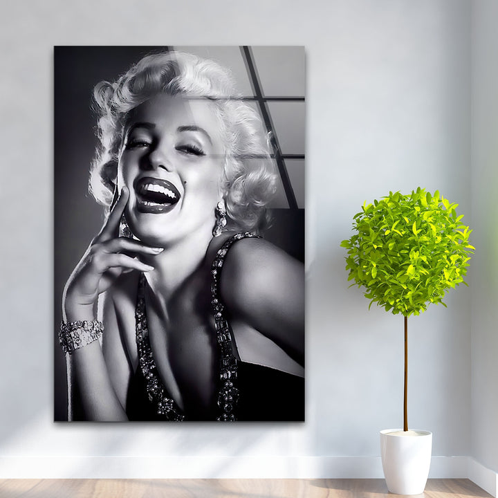 Marilyn Monroe Black & White Glass Wall Art glass image printing, glass prints from photos
