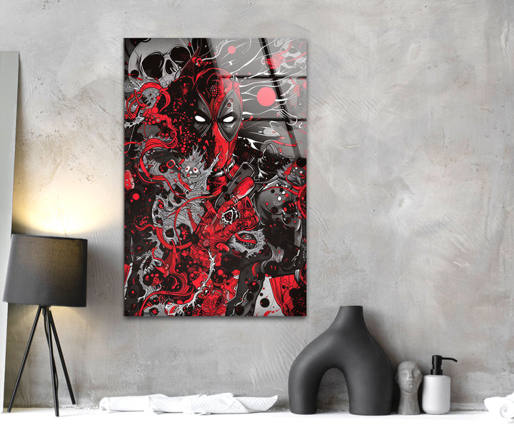 Illustration of Deadpool Glass Wall Art glass image printing, glass prints from photos
