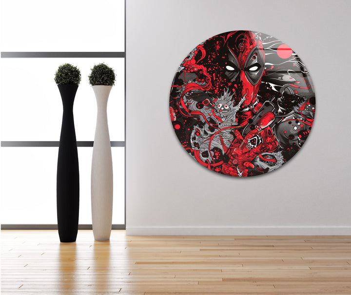 Illustration of Deadpool Glass Wall Art stained glass wall art, stained glass wall decor
