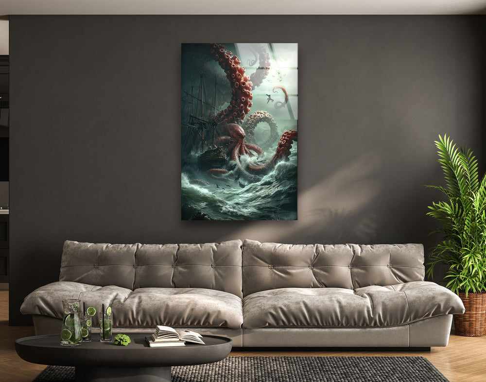 Giant Kraken Glass Wall Art large glass photo prints, glass wall photos