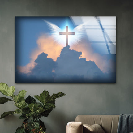 Cross Crucifix Glass Wall Art