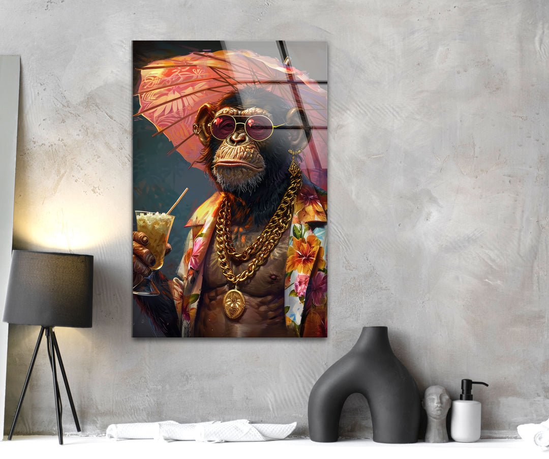 A Stylish Monkey Glass Wall Art print picture on glass,Tempered Glass Wall Art