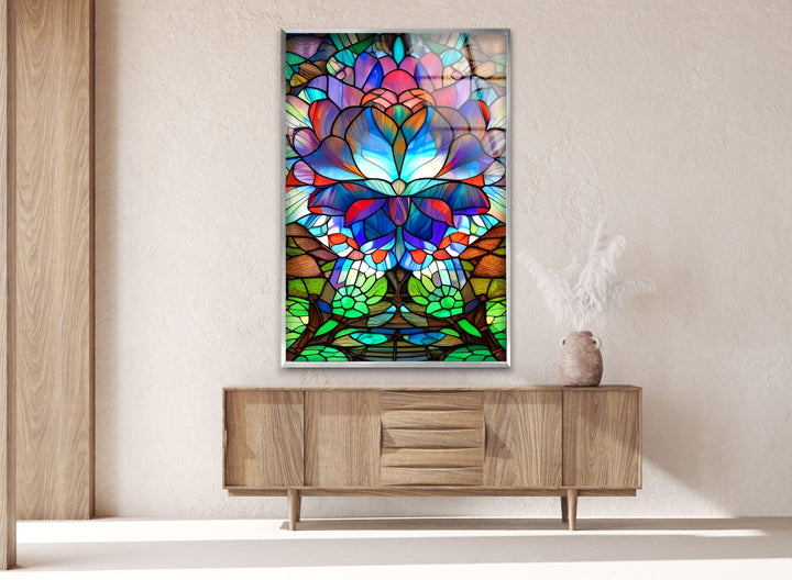 Lotus Flower Stained Glass Wall Art, stained glass wall art, stained glass wall decor