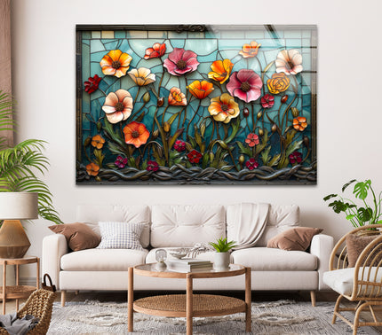 Stained Daisy Flower Glass Wall Art