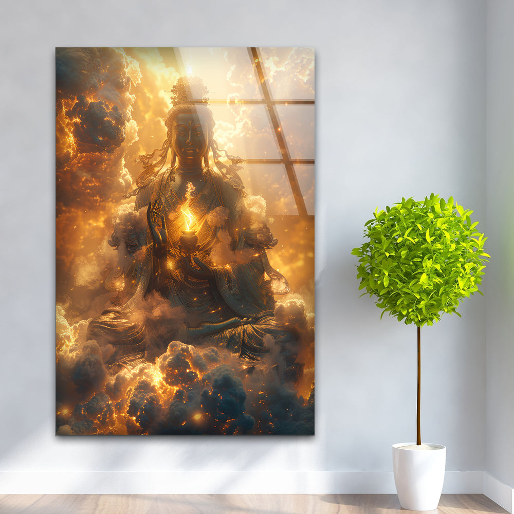 Buddha on the Cloud Glass Wall Art & Decor Ideas