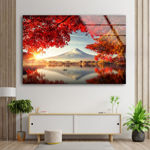 Fuji Mountain View Glass Wall Art