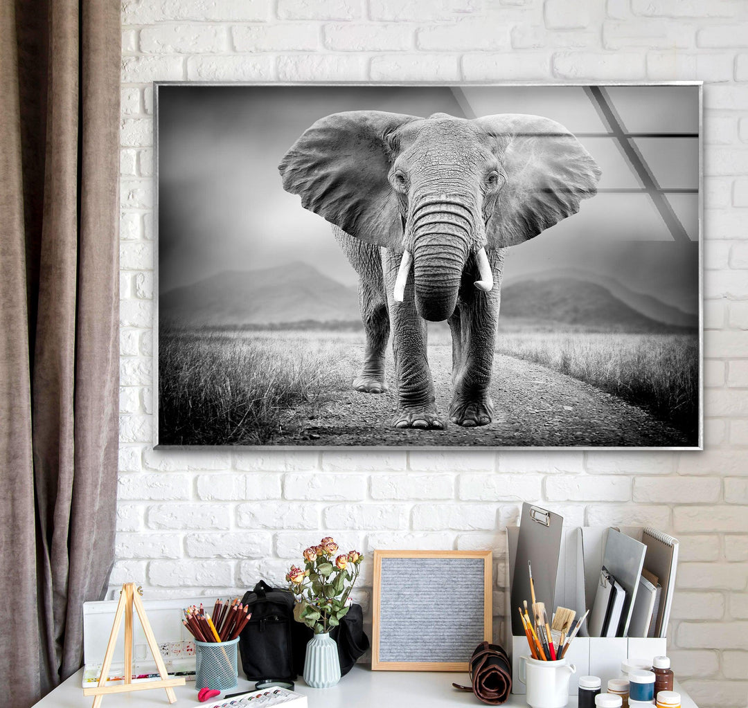 Large Elephant Glass Wall Art picture on glass wall art, photos printed on glass