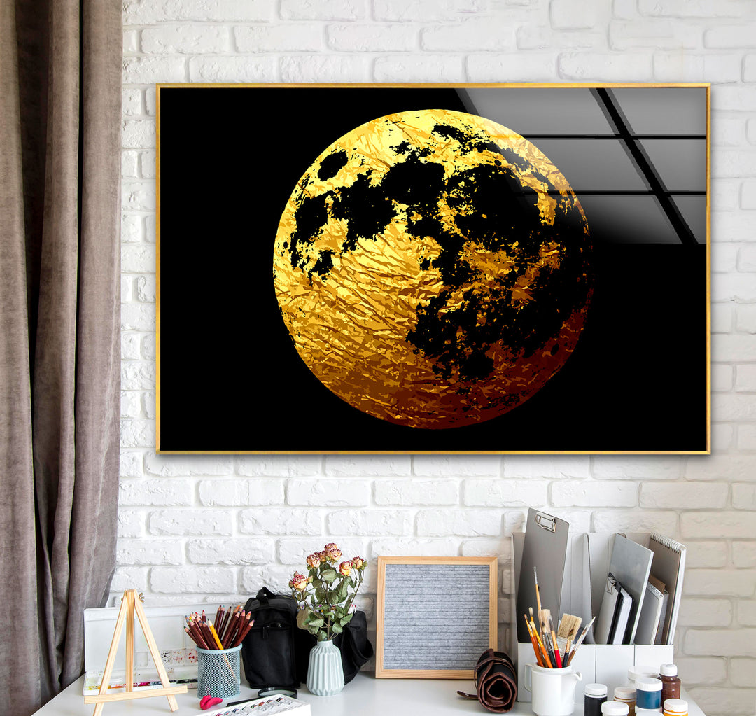 Golden Moon Glass Wall Art, custom glass photo prints, large glass prints