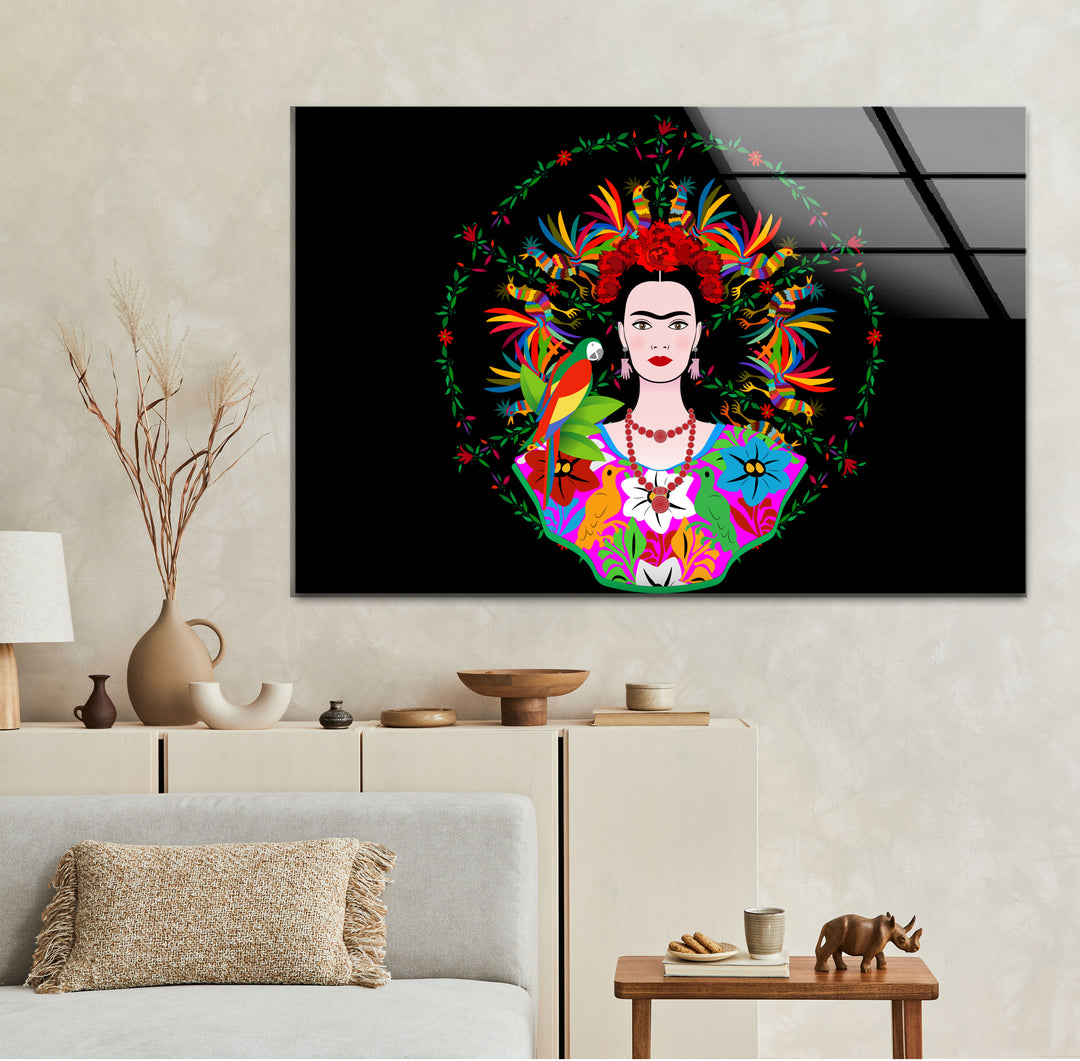 Portrait of Frida Kahlo Tempered Glass Wall Art - MyPhotoStation