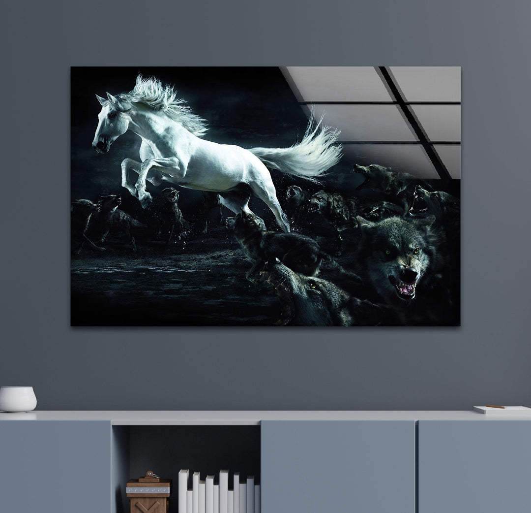 Wolf And Horse Glass Wall Art glass photo prints, glass picture prints