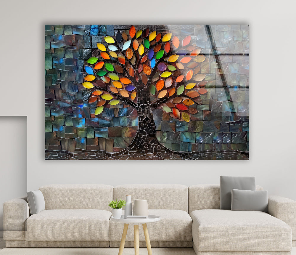 Mosaic Of A Tree Glass Wall Art custom glass photo prints, large glass prints