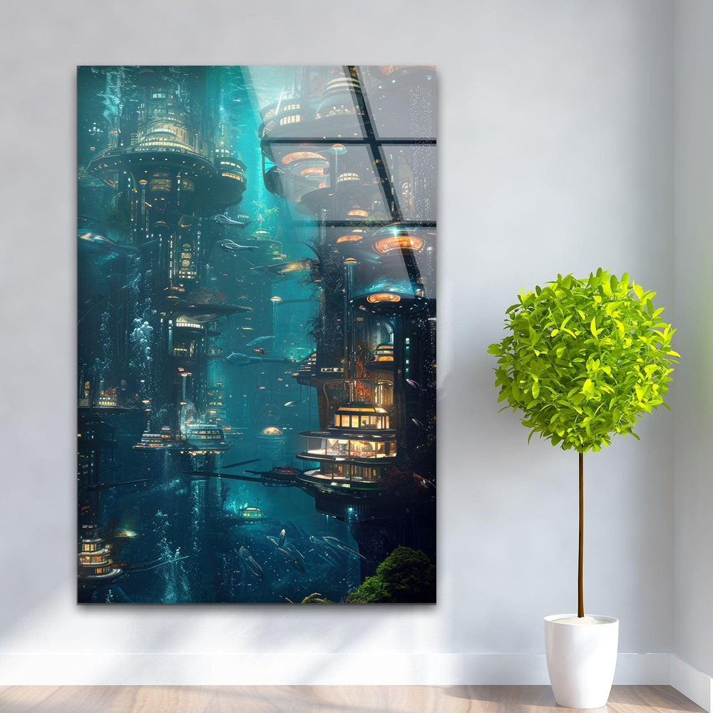 Underwater City View Modern Glass Wall Art & Cool Prints