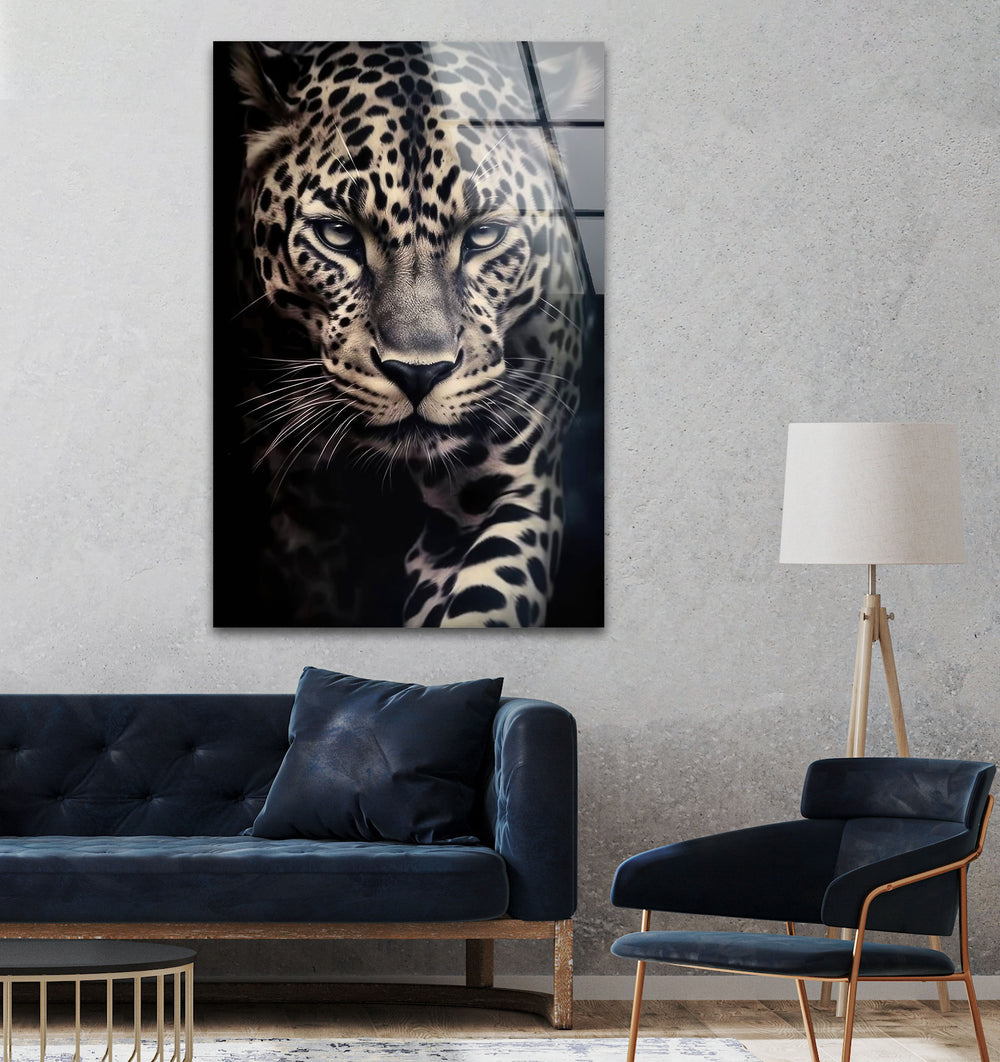 Leopard Portrait Glass Wall Art Glass Printing Wall Art, Print photos on glass