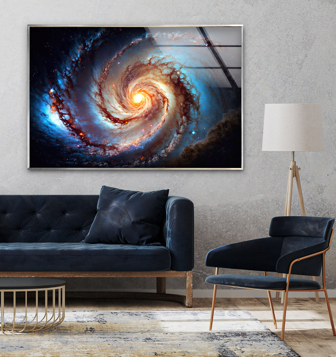 Spiral Galaxy Glass Wall Art, picture on glass wall art, photos printed on glass