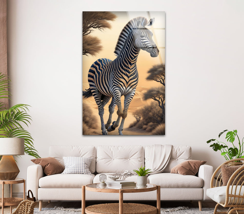 Zebra in The Desert Glass Wall Art large glass photo prints, glass wall photos