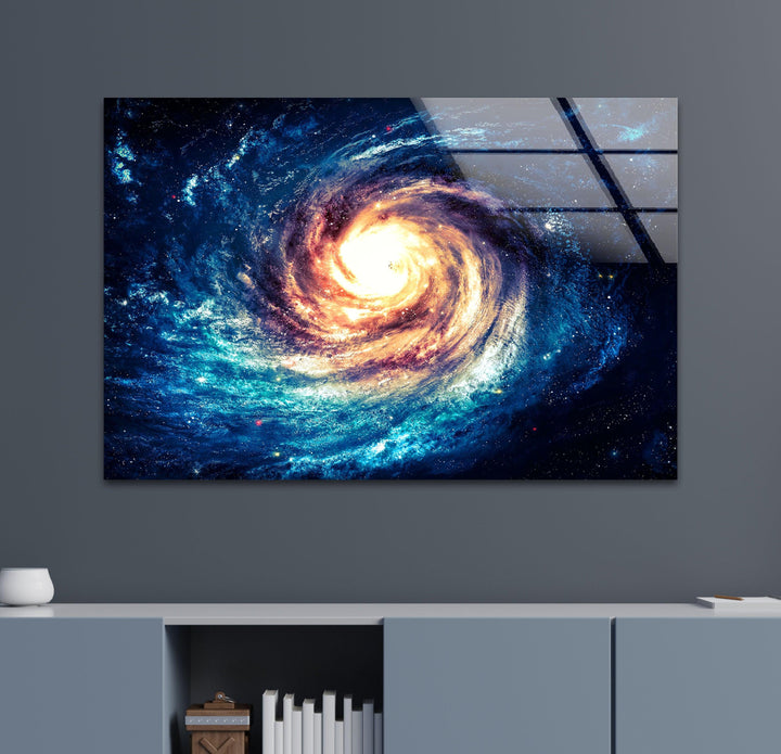 Galaxy With Stars Glass Wall Art, picture on glass wall art, photos printed on glass