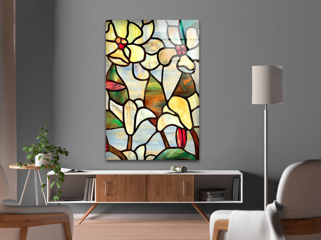 Stained Floral Glass Wall Art, stained glass wall art, stained glass wall decor