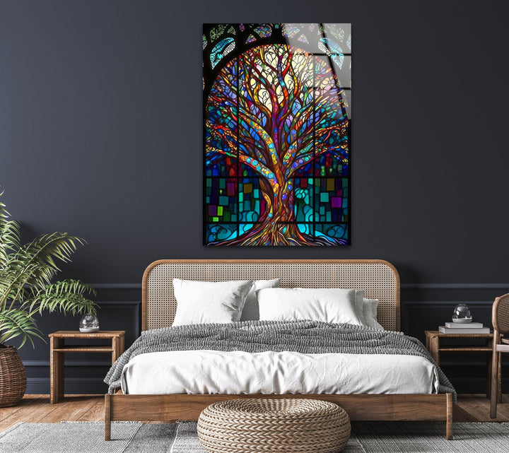 Stained Magic Tree Glass Wall Art, stained glass wall art, stained glass wall decor