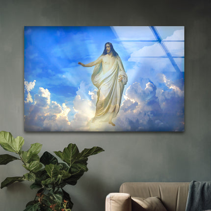 Jesus on Heaven Glass Wall Art