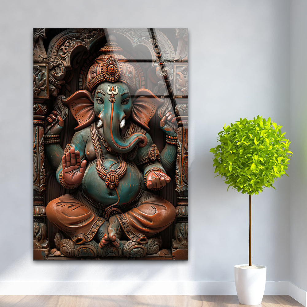 Hindu Buddha Photo on Glass Home Decor