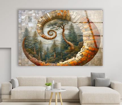 Mosaic Shell & Nature View Glass Wall Art