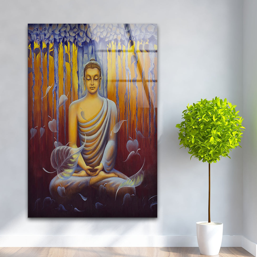 Buddha Painting Stained Glass Panels Designs