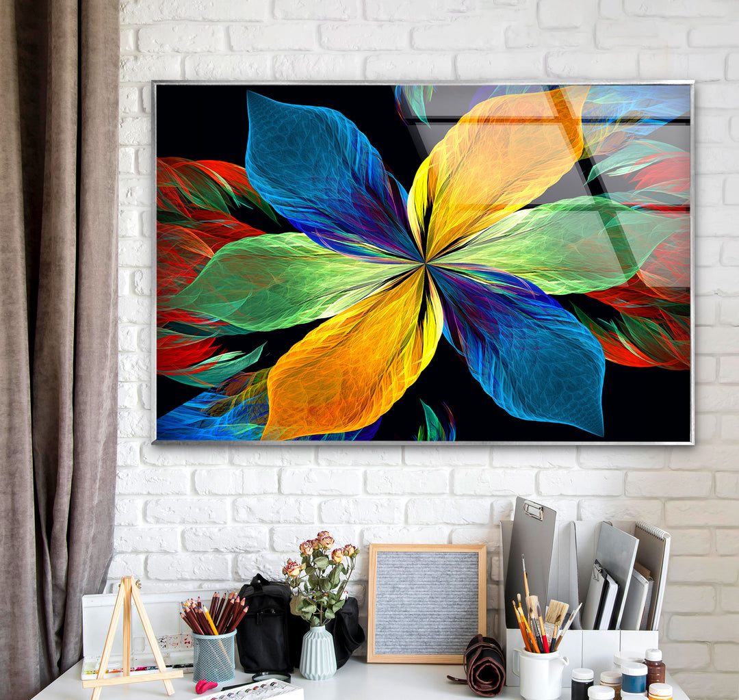 Colorful Flower Glass Wall Art, custom glass photo prints, large glass prints