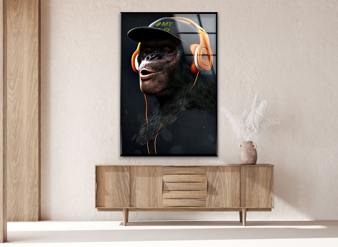 Hiphop Monkey Glass Wall Art large glass photo prints, glass wall photos