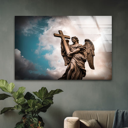 Angel With The Sudarium Glass Wall Art