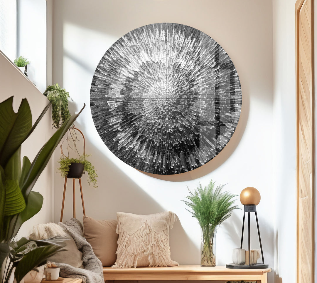 Round Silver Stunning Abstract Glass Artwork Panels