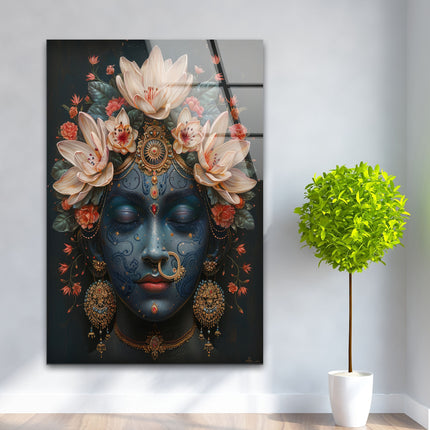 Painting of Goddess Durga Tempered Glass Wall Art - MyPhotoStation