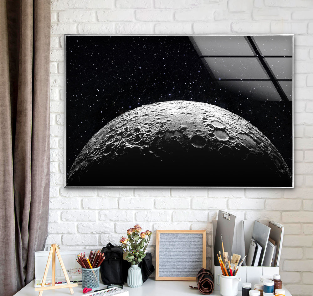 Moon Surface Glass Wall Art, glass wall decor, glass wall art decor